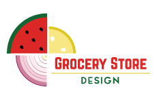 grocery store design logo, styl ikona, branża usługi, rodzaj logo graficzne, układ w okręgu