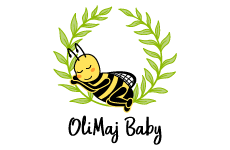 olimaj baby logo, styl ilustracja, branża dziecięca, rodzaj logo graficzne, układ w okręgu