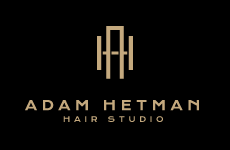 adam hetman logo, styl monochromatyczne, branża beauty, rodzaj logo graficzne, układ emblemat