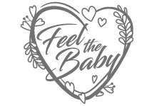 feel the baby logo, styl monochromatyczne, branża dziecięca, rodzaj logo graficzne, układ emblemat