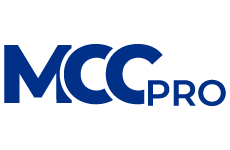 mcc pro logo, styl monochromatyczne, branża usługi, rodzaj logo typograficzne, układ poziome