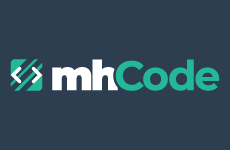mhCode logo, styl wielokolorowe, branża usługi, rodzaj logo graficzne, układ poziome