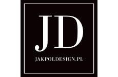 jakpoldesign logo, styl monogram, branża sztuka i rękodzieło, rodzaj logo typograficzne, układ kwadratowe