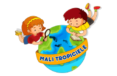 mali tropicieli logo, styl wielokolorowe, branża dziecięca, rodzaj logo graficzne, układ w okręgu
