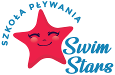 swim stars logo, styl ilustracja, branża dziecięca, rodzaj logo graficzne, układ emblemat