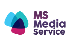 ms media service logo, styl abstrakcyjne, branża media, rodzaj logo graficzne, układ poziome