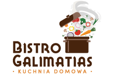 bistro_galimatias logo, styl wielokolorowe, branża żywność i gastronomia, rodzaj logo graficzne, układ poziome