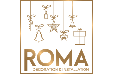 roma decoration and installation logo, styl ilustracja, branża usługi, rodzaj logo graficzne, układ kwadratowe
