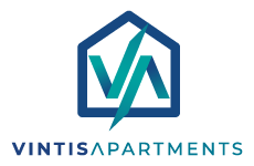 vintis apartaments logo, styl ikona, branża nieruchomości, rodzaj logo graficzne, układ emblemat