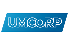 umcorp logo, styl minimalistyczne, branża usługi, rodzaj logo typograficzne, układ emblemat