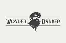 wonder_barber logo, styl ilustracja, branża beauty, rodzaj logo graficzne, układ poziome