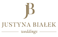 justyna bialek logo, styl monochromatyczne, branża organizacja imprez, rodzaj logo graficzne, układ poziome