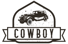 cowboy logo, styl monochromatyczne, branża usługi, rodzaj logo graficzne, układ emblemat