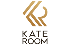 kate room logo, styl z gradientem, branża beauty, rodzaj logo graficzne, układ pionowe